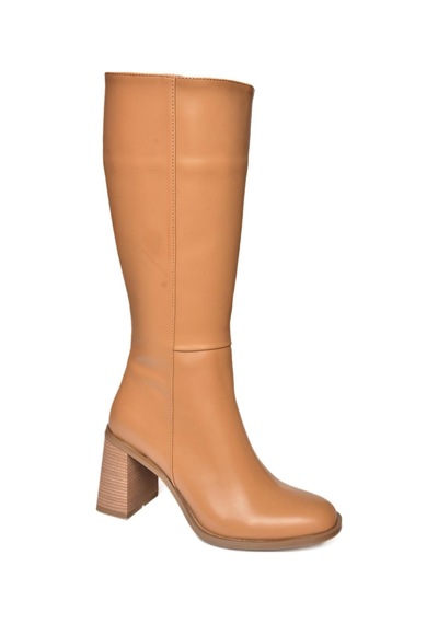 Fox Shoes R518101409 Taba Kalın Topuklu Kadın Çizme Taba