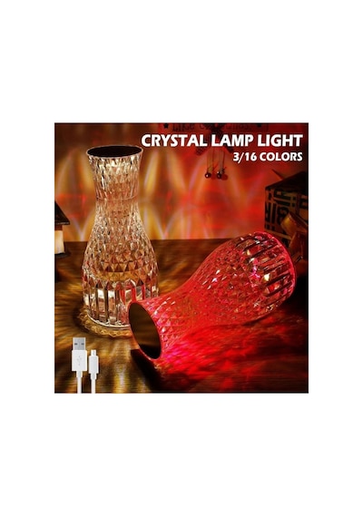 Kristal Masa Lambası Rgb Renk Değiştiren Gece Lambası 16 Renk Ve 4 Mod Dokunmatik Kontrol Renkli 09367411