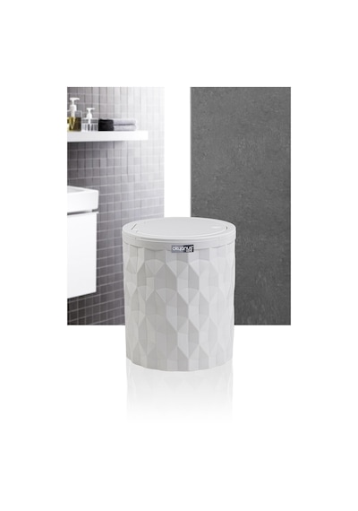 Okyanus Home Diamond Beyaz Click Kapak Çöp Kovası Beyaz