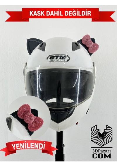 Motor & Motosiklet Pembe Fiyonklu Siyah Kedi Kulak Kask Dış Aksesuarı Diğer