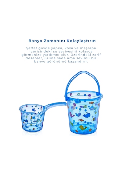 Babyjem Şeffaf Kova & Maşrapa Set Mavi Desenli