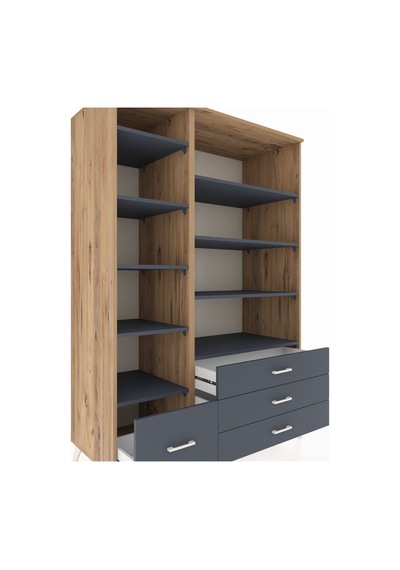 Kronos Dolap 9 Raflı 4 Çekmeceli 132x59x195 Çam-antrasit/antrasit Antrasıt/antrasıt Kronos Dolap 9 Raflı 4 Çekmeceli 132x59x195 Çam-antrasit/antrasit Antrasıt/antrasıt
