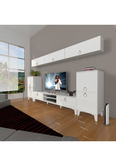 Decoraktiv Eko 9 Mdf Dvd Gold Tv Ünitesi Tv Sehpası Beyaz