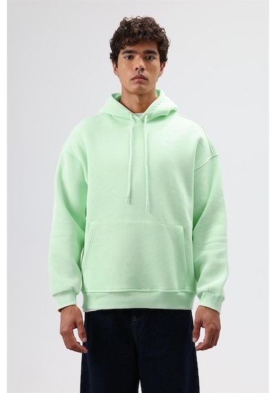 Vamos Basic Oversize Yıkamalı Hoodie Mint