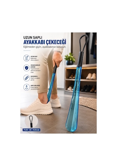Mucit Home Ayakkabı Çekeceği Uzun Kullanım Sağlam Tasarım Renkli Şeffaf 1 Adet Beyaz