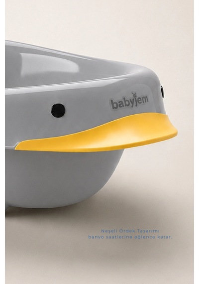 Babyjem Neşeli Ördek Banyo Seti 5 Parça Soft Gri Çok Renkli