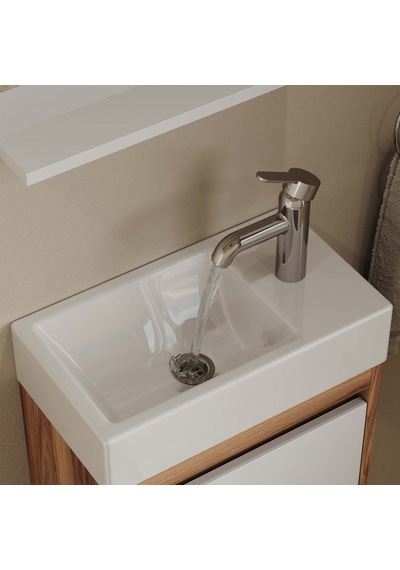 Aqua Bagno Minizia Banyo Dolabı 45 X 26 Cm. Doğal Ceviz -beyaz ,lavabo Dahil Abs.50.35.06.01 Ceviz - Beyaz