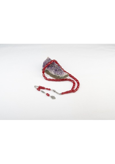 Burhan Sağlam Kapsül Kesim 12x8 Mm Ateş Kehribar Alpaka Püsküllü Tesbih Bs2473612