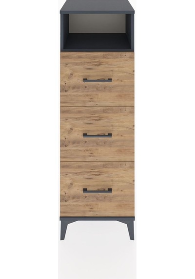 Hyperion Dolap Tek Raflı 3 Çekmeceli 44x44x134 Antrasit-çam Antrasit