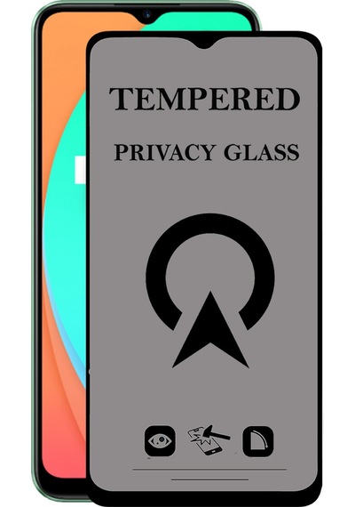 Realme C11 ile Uyumlu Tam Kaplayan Privacy Hayalet Temperli Ekran Koruycu Cam