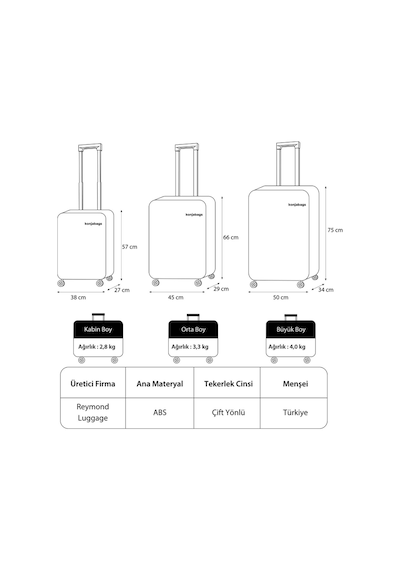 Reymond Luggage Piramit Desen Abs Seyahat Valizi, Canyon Serisi, Lacivert - Kabin Boy - S / Pudra Pudra