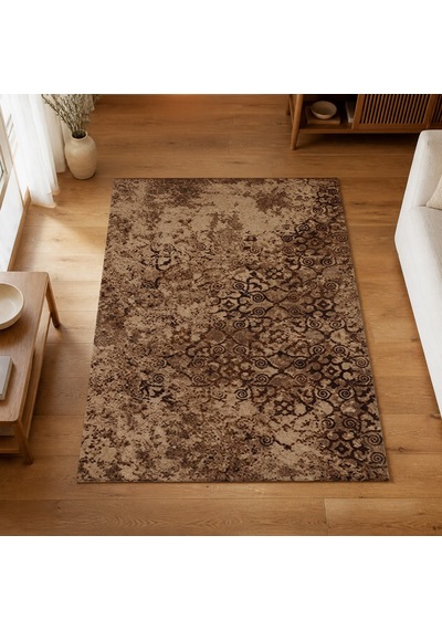 Kartela Halı Vera Halı Kaymaz Taban Makinede Yıkanabilir Halı Kahverengi - 180 X 270 Cm