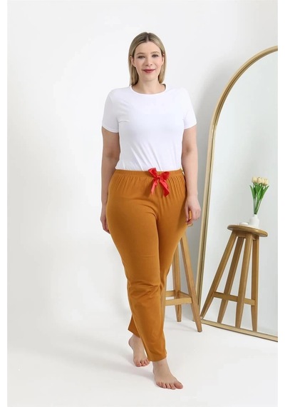 Mtm My The Mall Kadın Pamuklu Büyük Beden Alt Pijama Hardal Hardal