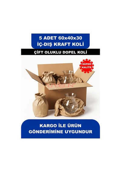 5 Adet 60x40x30 Ev Taşıma Kolisi, Çeyiz Kolisi, Boş Koli, Çift Oluklu Ksssk Dopel