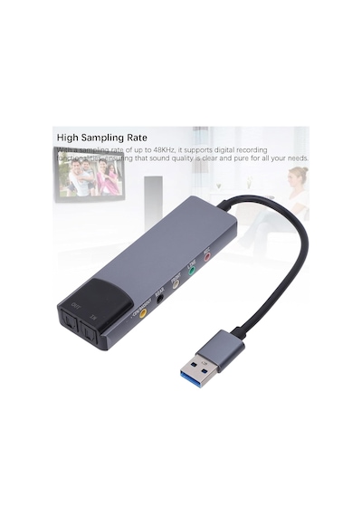 overzone 6 İn 1 Usb Harici Ses Kartı, ENT 5.1 Ve 7.1 Kanal, Spdıf Optik Giriş Çıkış, Mikrofon Line In Front Rear Center Bass, Usb 2.0, 32/44/48khz, Aes/ebu Iec60958, Windows Mac Uyumlu Zr1311