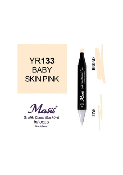 Çift Uçlu Marker Grafik Çizim Kalemi 133 Bebek Ten Pembesi
