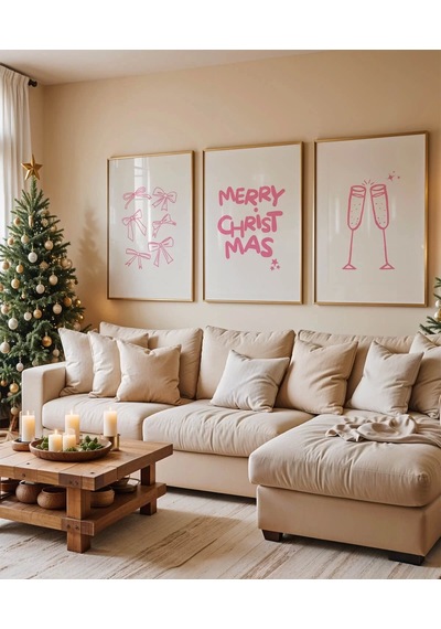 Çerçevesiz Poster Merry Christ Mas 3'lü