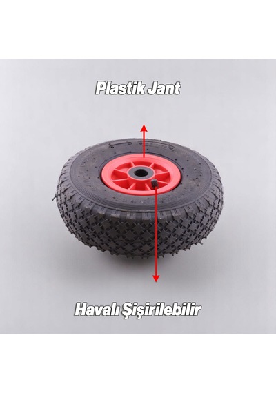 Plastik Jantlı Siboplu 260x85 Mm El Arabası Tekeri Burçlu İç Lastikli Şişme Havalı Taşıma Arabaları