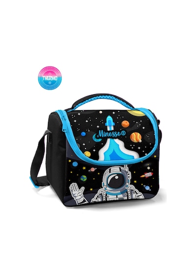 Minosso Astronot Desenli Erkek Çocuk Thermo Beslenme Çantası 3005 Siyah