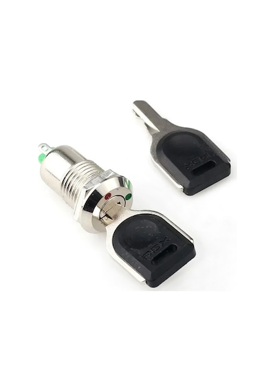 12mm Metal 2 Pin Anahtar Kontrollü Buton Panel Montaj On Off 1a Ac 250v Güvenlik Kilit Elektronik