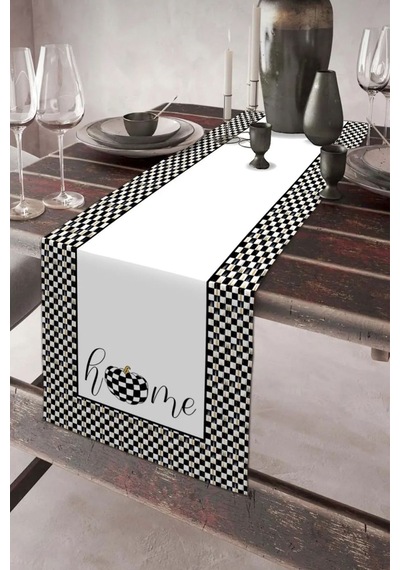 Keten Görünümlü Home Desenli Runner 40x140 Renkli