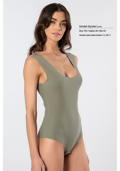 Türen Kadın Lazer Kesim Pamuklu Çıtçıtlı Body 905/yeşil Yeşil