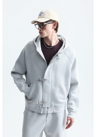 Vamos Oversize Klips Kapama Sweatshirt Takım Taş