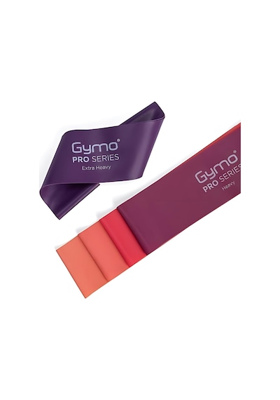 Gymo Pro Series Çantalı Direnç Bandı Fitness Pilates Esnetme Lastiği 5'li Set Mor 7.5 Cm Çok Renkli