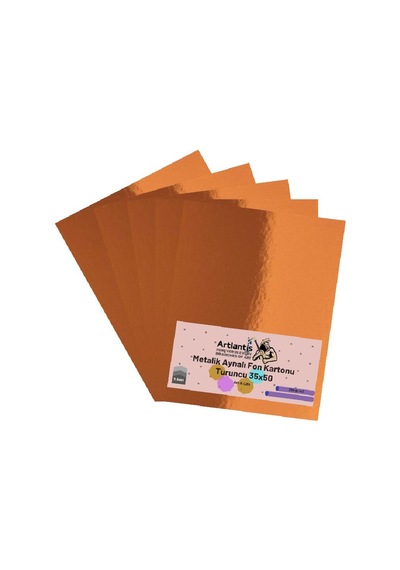 Turuncu 35x50 Metalik Aynalı Fon Kartonu 5 Adet 1 Paket Artlantis Aynalı Metalik Fon Kartonu