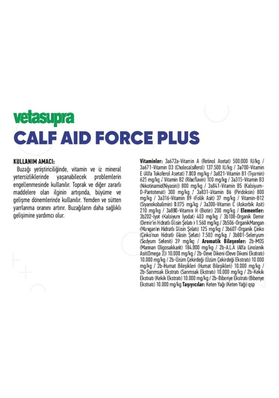 Hs Tarım Vetasupra Calf Aid Force Plus 500gr Buzağı Sağlığı