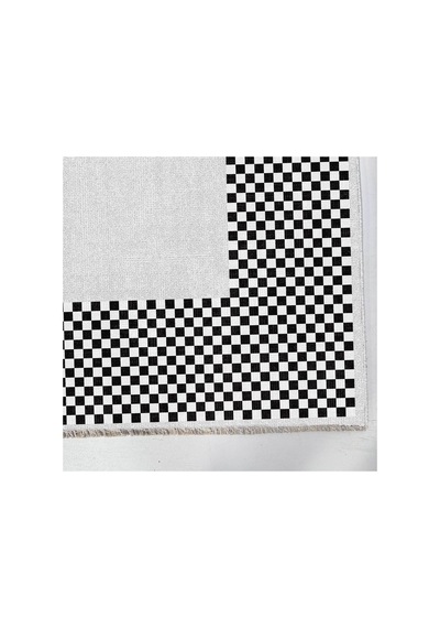 Siyah Beyaz Dama Desenli Dekoratif Modern Halı 3047-2