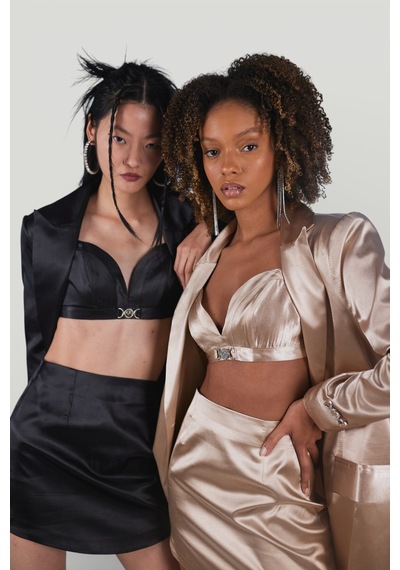 Holly Lolly Askılı Crop Saten Fancy Büstiyer Bej