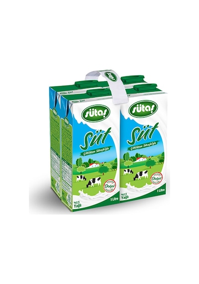 Sütaş Yağlı Süt 12 x 1 L