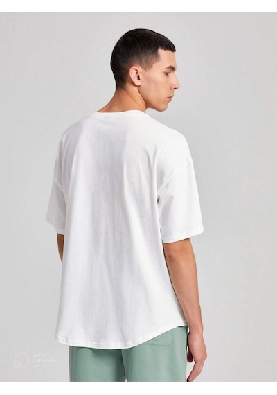 Unisex Oversize Illegal Baskılı T-shirt Beyaz