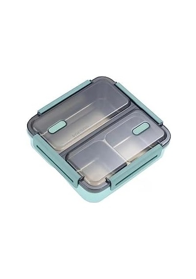 Bento 950ml Lunchbox Tek Katlı 3 Bölmeli Çelik Sefer Tası Yemek Kutusu Koyu Yeşil Bakır