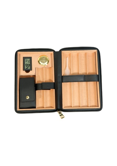 Cohiba Dahili Çakmak Siyah Deri Puro Taşıma Çantası & Seyahat Humidoru 71846080