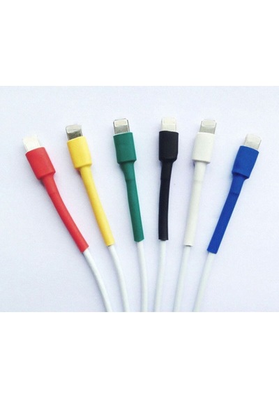 Kopya -  Apple Iphone Şarj Kablo Koruyucu 10 Adet 6 Cm 6,4mm Makaron Beyaz
