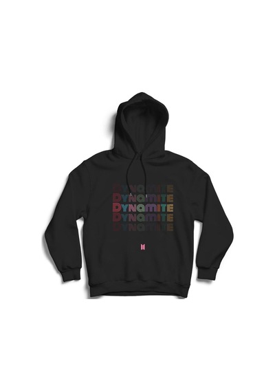 Bts Dynamite Baskılı Kapüşonlu Sweatshirt Siyah