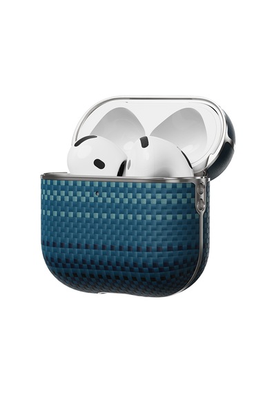 Apple Uyumlu AirPods 4 Kılıf Aramid Fiber Pitaka Tactile Woven Sunset-moonrise Serisi Sunset Kapak Mavi