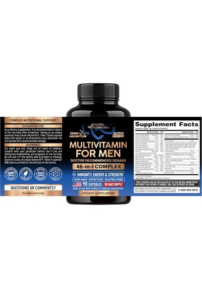 Nutraharmony Multivitamin For Men B-complex Men's Health 90 Kapsül Usa Menşeii Daphnelabs