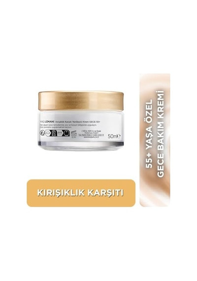 Yaş Uzmanı 55+ Kırışıklık Karşıtı Yenileyici Gece Kremi