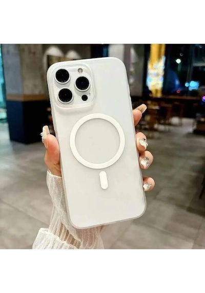 Apple iPhone Uyumlu 16 Pro Tuna Buzlu Sert İnce Magsafe Telefon Kılıfı Şeffaf