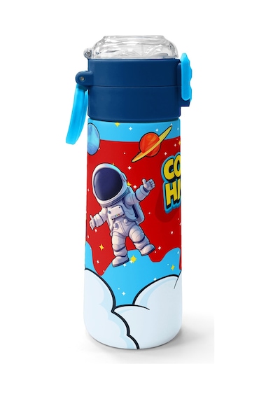 Coral High Kids Kırmızı Mavi Astronot Uzay Desenli Pipetli Ve Direkt İçim Çelik Termos 500 Ml 38127 Kırmızı