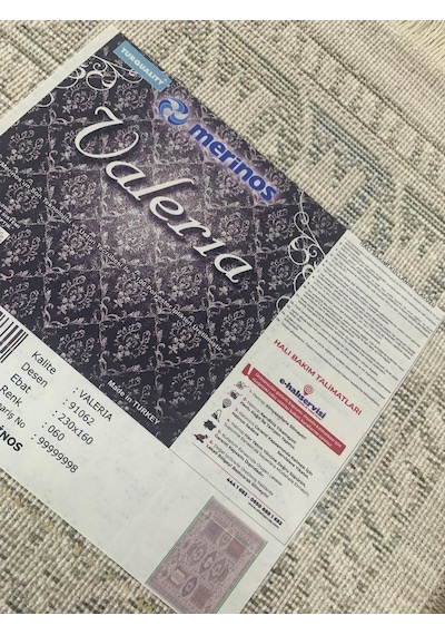 Merinos Halı Valeria 91062 060 Serisi Salon Oturma Yatak Odası Halısı Gri - Krem