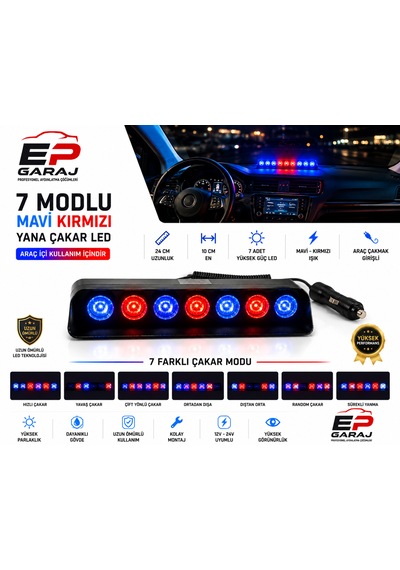 Üniversal Bütün Araçlara Uyumlu S6 / S7 Hıgh Power Mavi Kırmızı Led Çakar 0