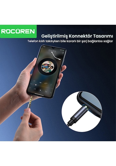 Rocoren 3.5mm Jack Girişli Mikrofonlu Kablolu Kulak İçi Kulaklık Universal
