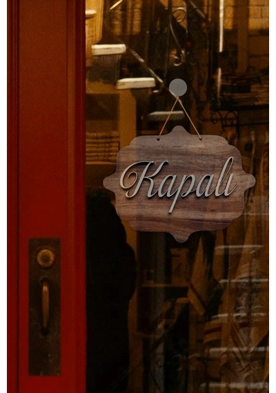 Ahşap Dekoratif Kesim Hattat Fontlu Açık-kapalı Yazısı
