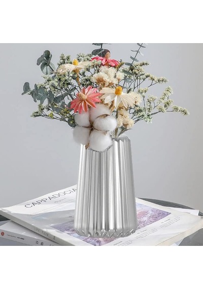 Epoksi Silikon Kalıp Çizgili Geniş Vazo Kalıbı Beton Taş Tozu Vazo Mum Kalıbı 10.5x15.2 Cm