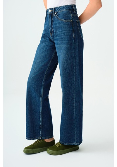 Loft Lf2037068 Kadın Wide Leg Nora Jean Pantolon Mıd Blue Wash