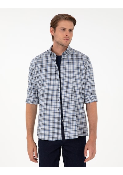 Pierre Cardin Erkek İndigo Gömlek Desenli 50292811-vr028 İndigo